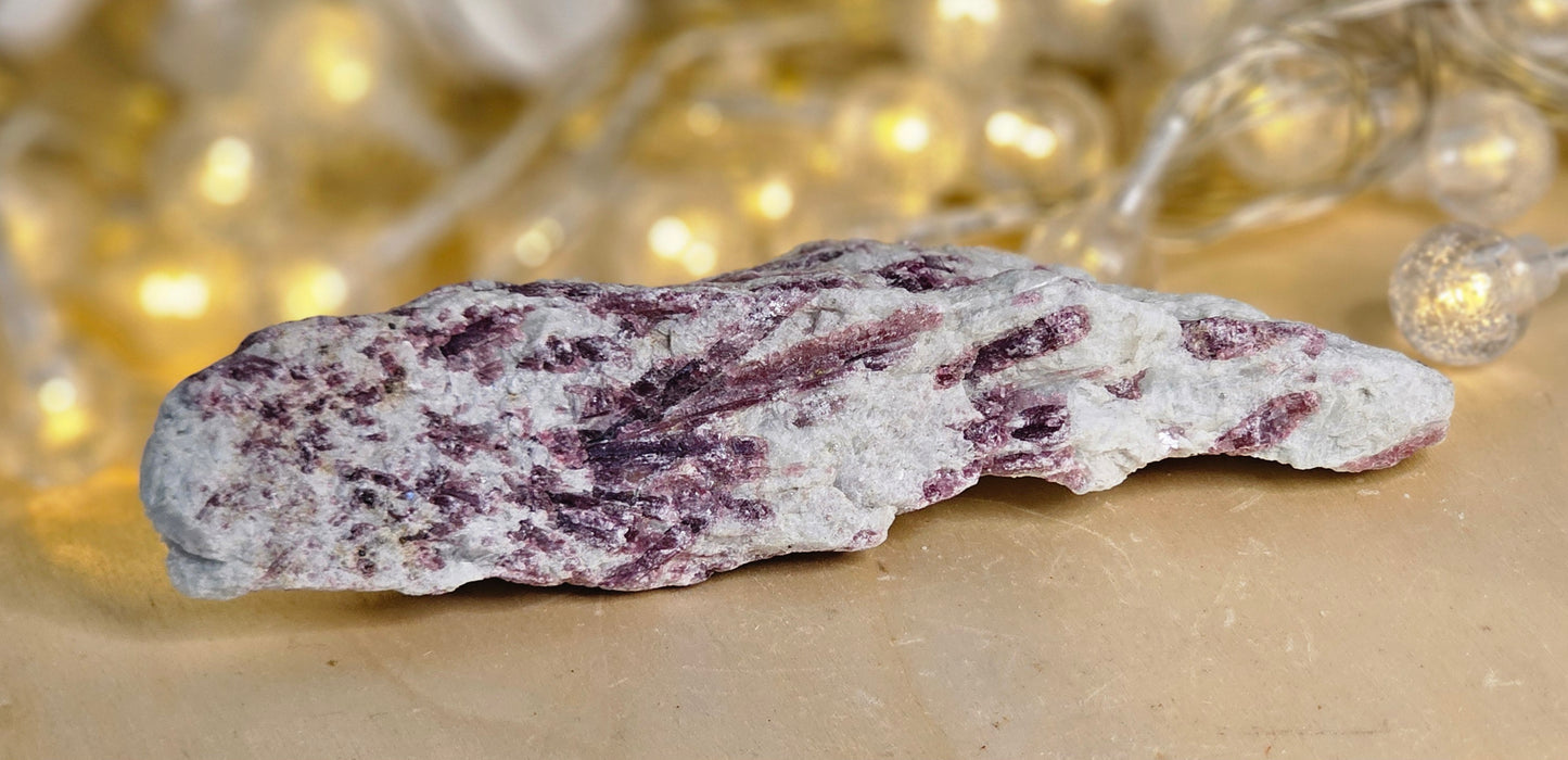 Raw Rubellite in Albite
