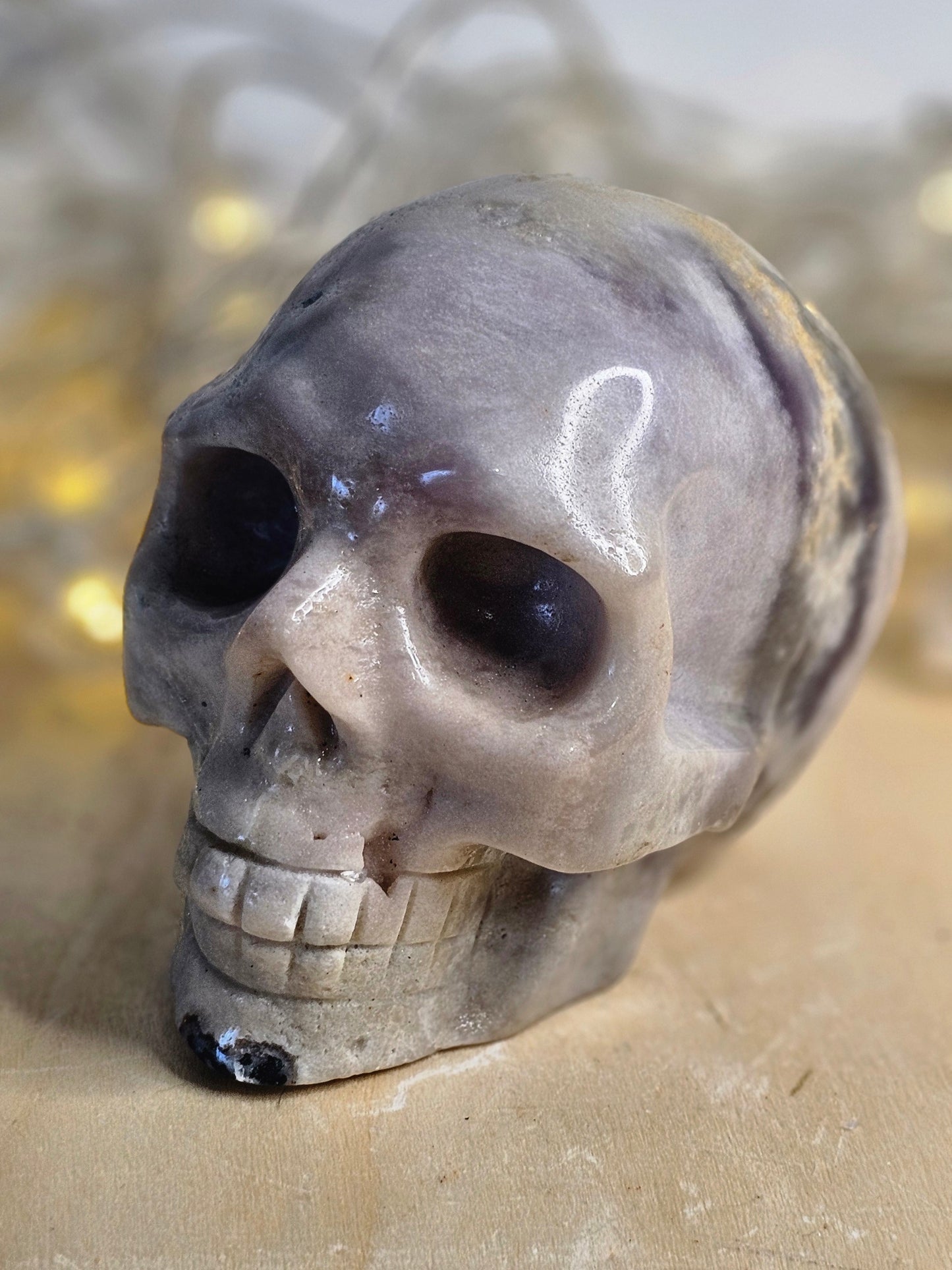 Pink Amethyst Skull Carving