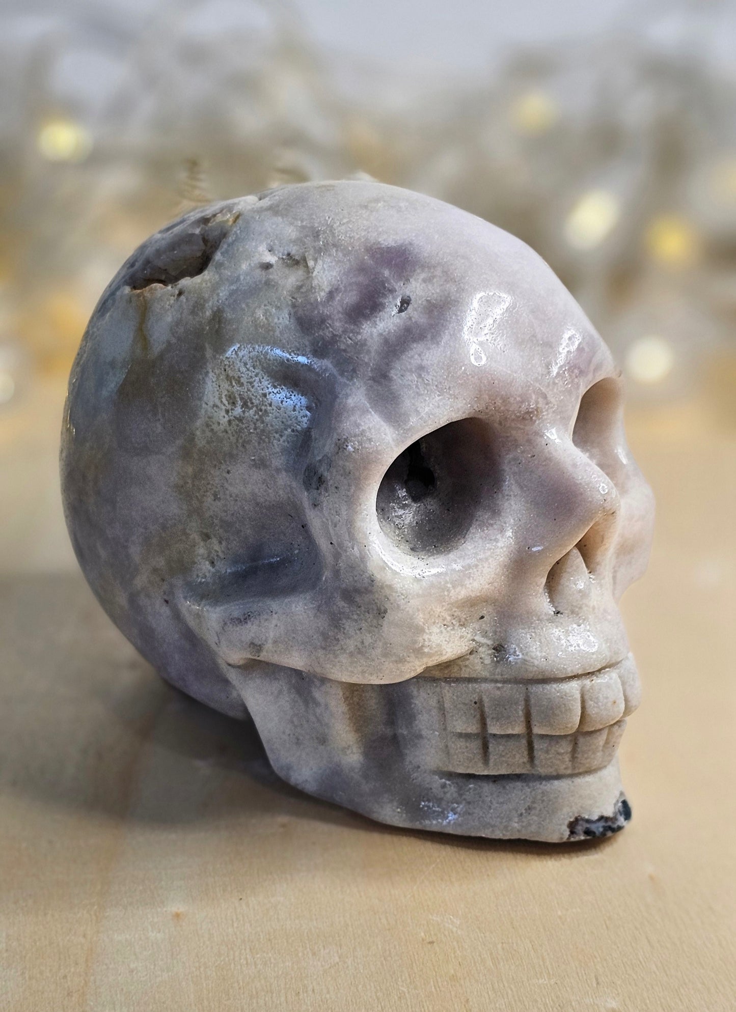 Pink Amethyst Skull Carving
