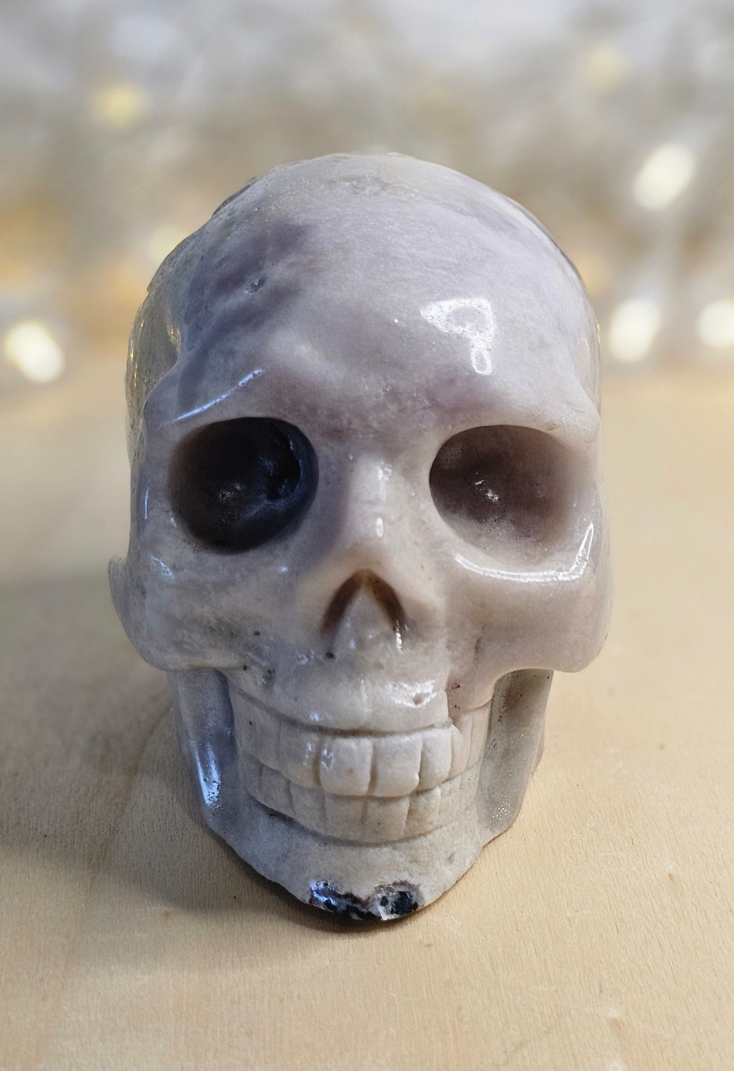 Pink Amethyst Skull Carving