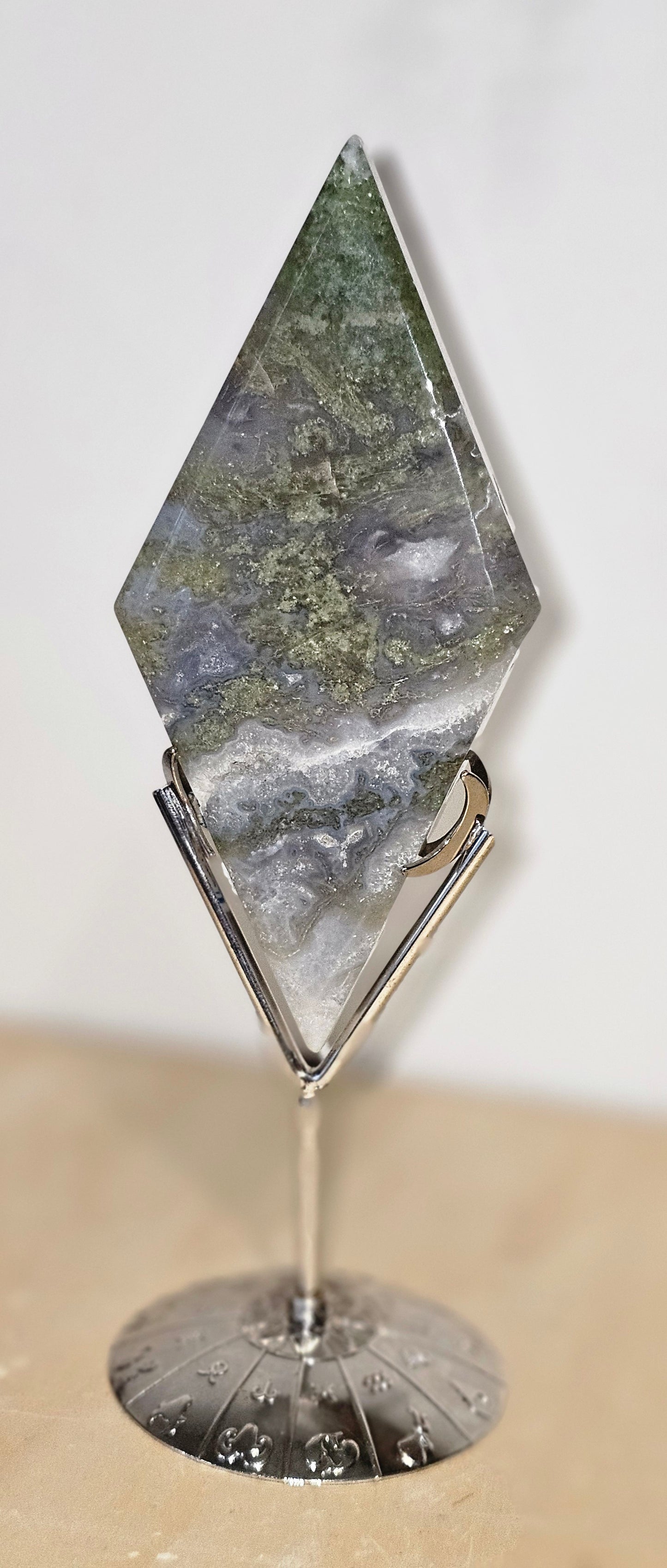 SALE Big Moss Agate Diamond Carving
