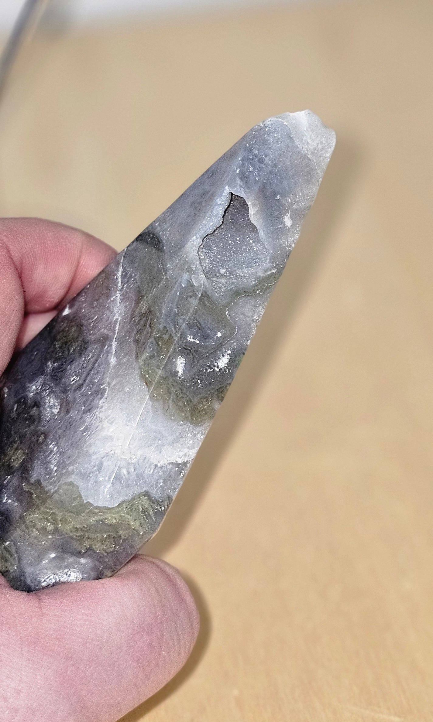 SALE Big Moss Agate Diamond Carving