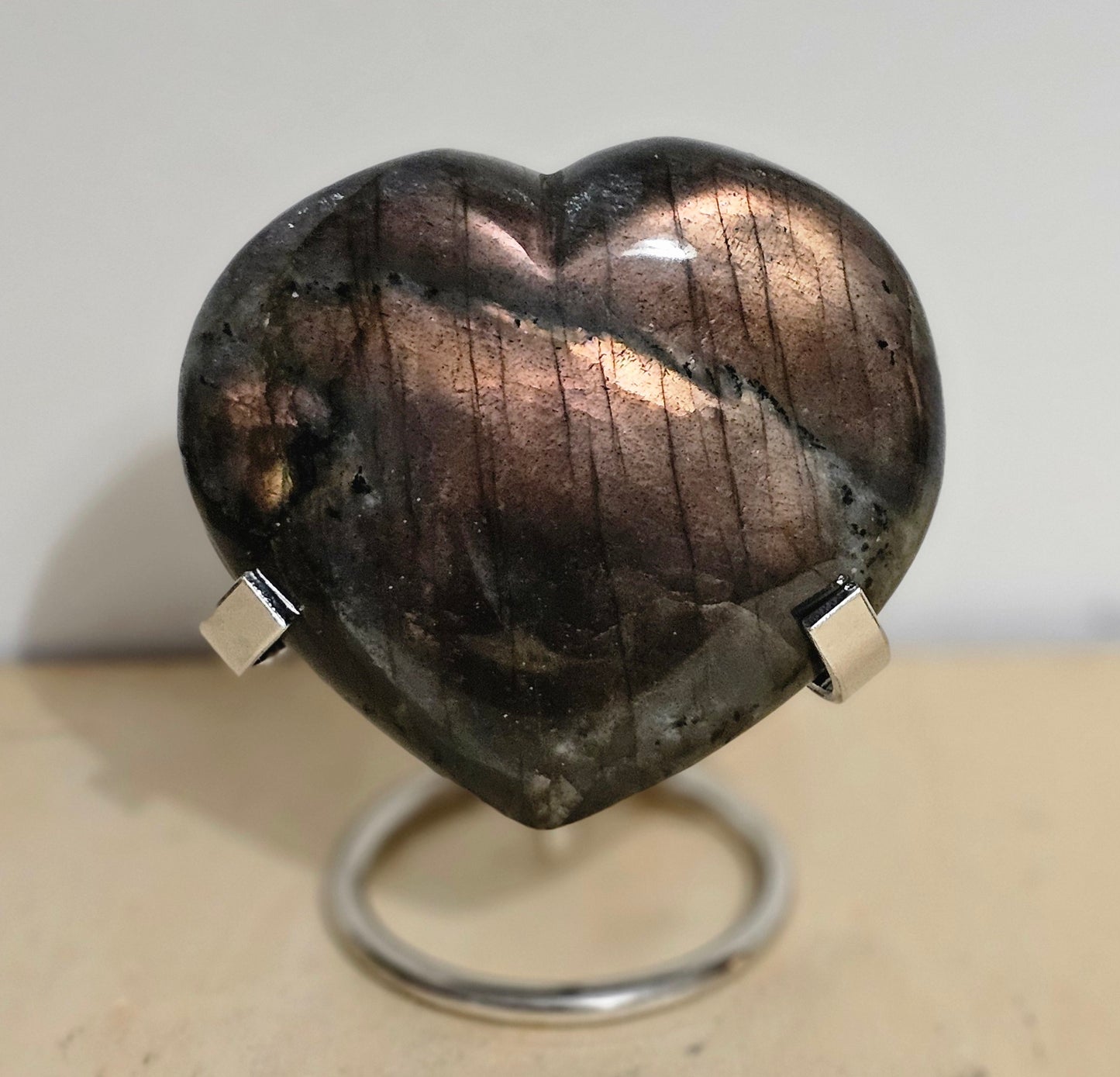 Flashy Sunset Labradorite Large Puffy Heart