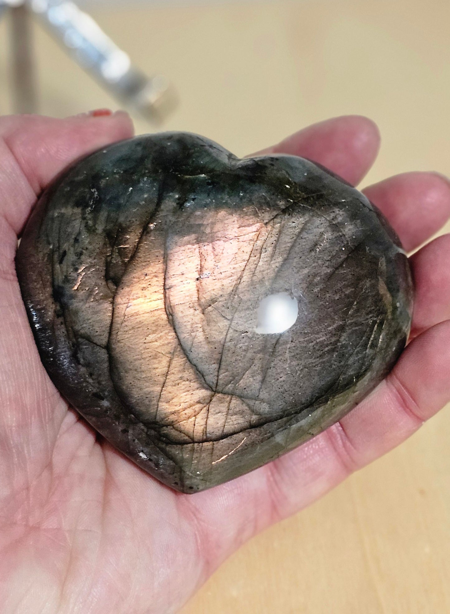 Flashy Sunset Labradorite Large Puffy Heart