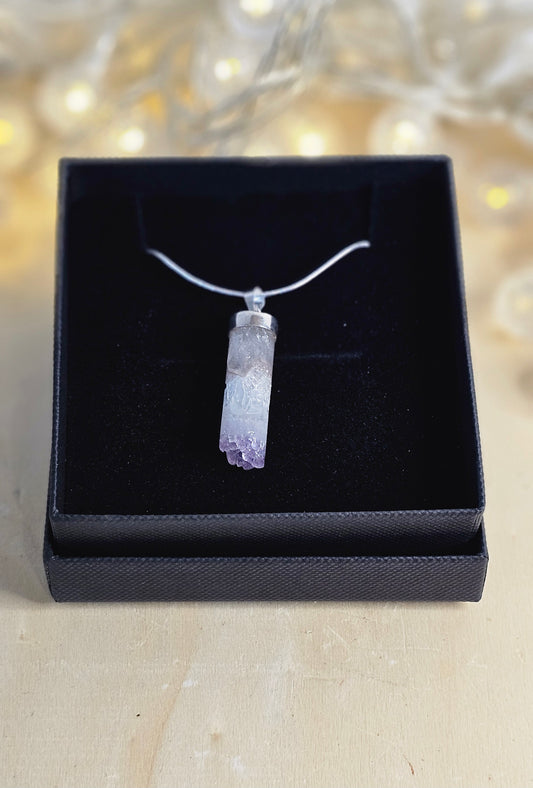 925 Silver Amethyst Cylinder Pendants