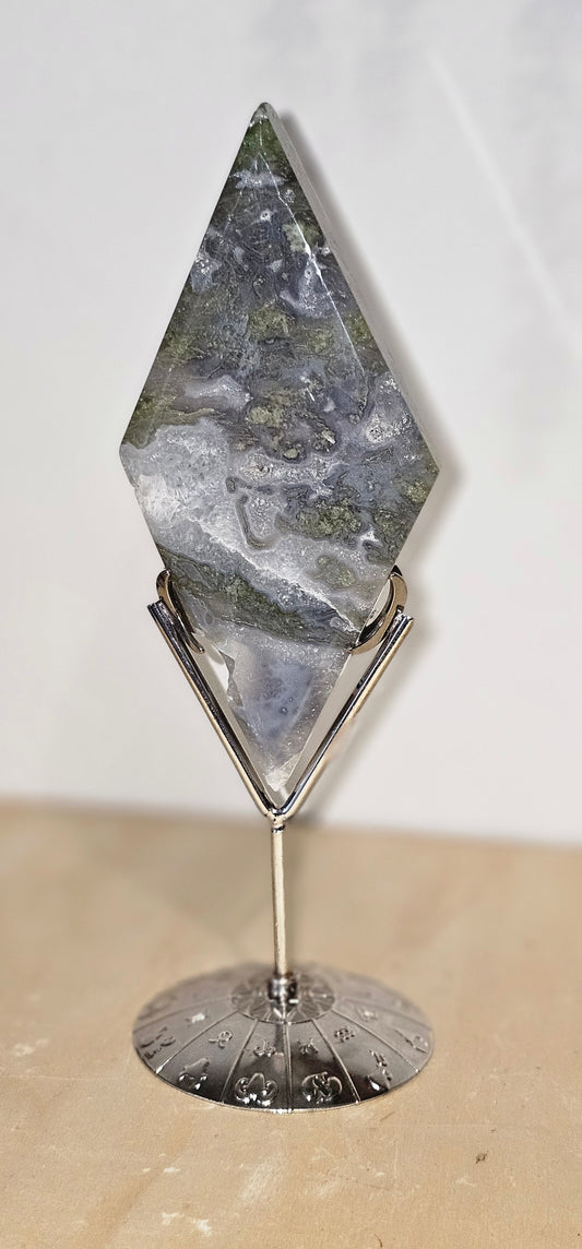 SALE Big Moss Agate Diamond Carving