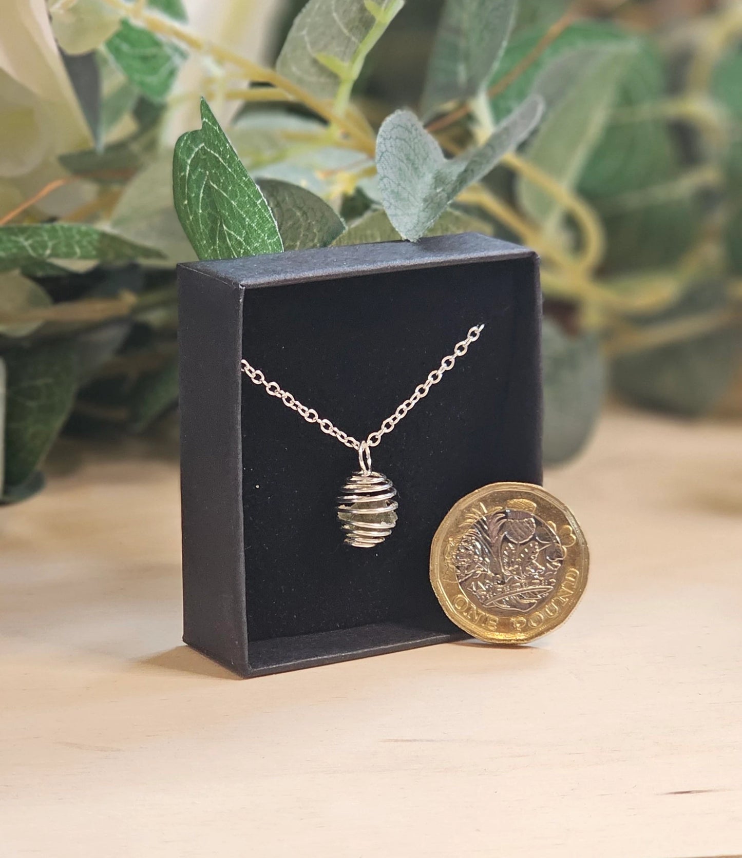 Moldavite Chip Mini Cage Pendant Necklace
